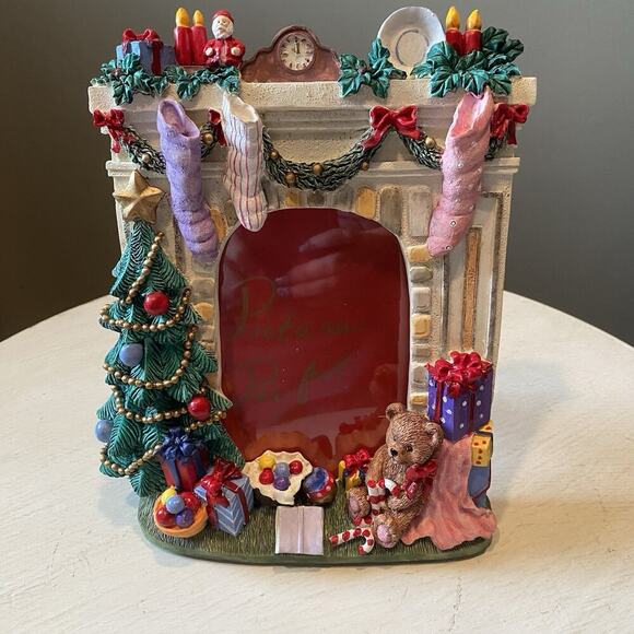 Christmas‎ Free Standing Photo Frame w/Tree, Teddy Bear And Presents - Picture 1 of 3